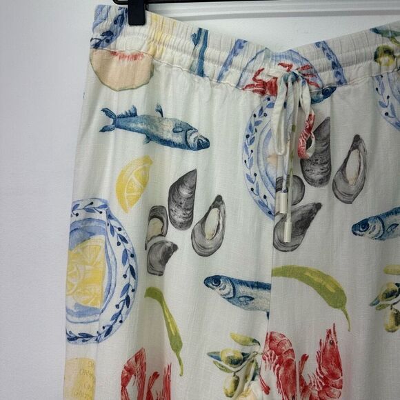 Calypso St. Barth Women’s Novelty Printed Summer Tapas Seafood Linen Blend Pull - Picture 6 of 11